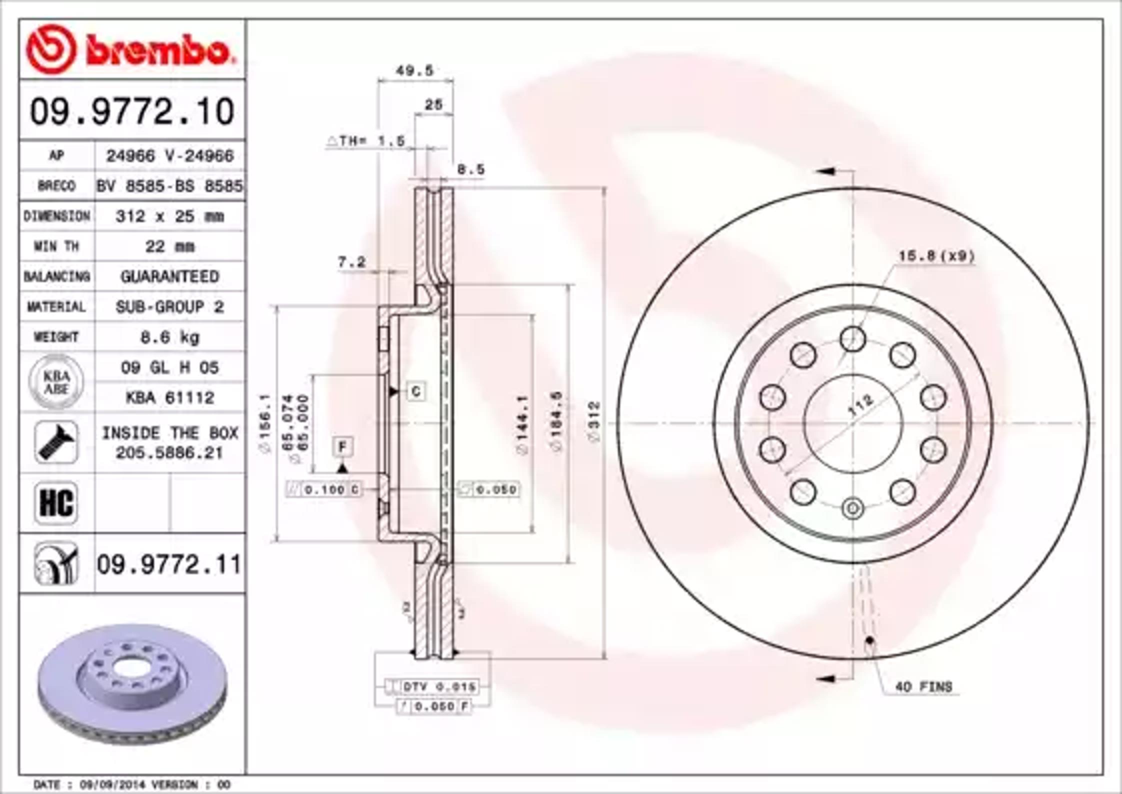 09.9772.10 BREMBO Диск тормозной