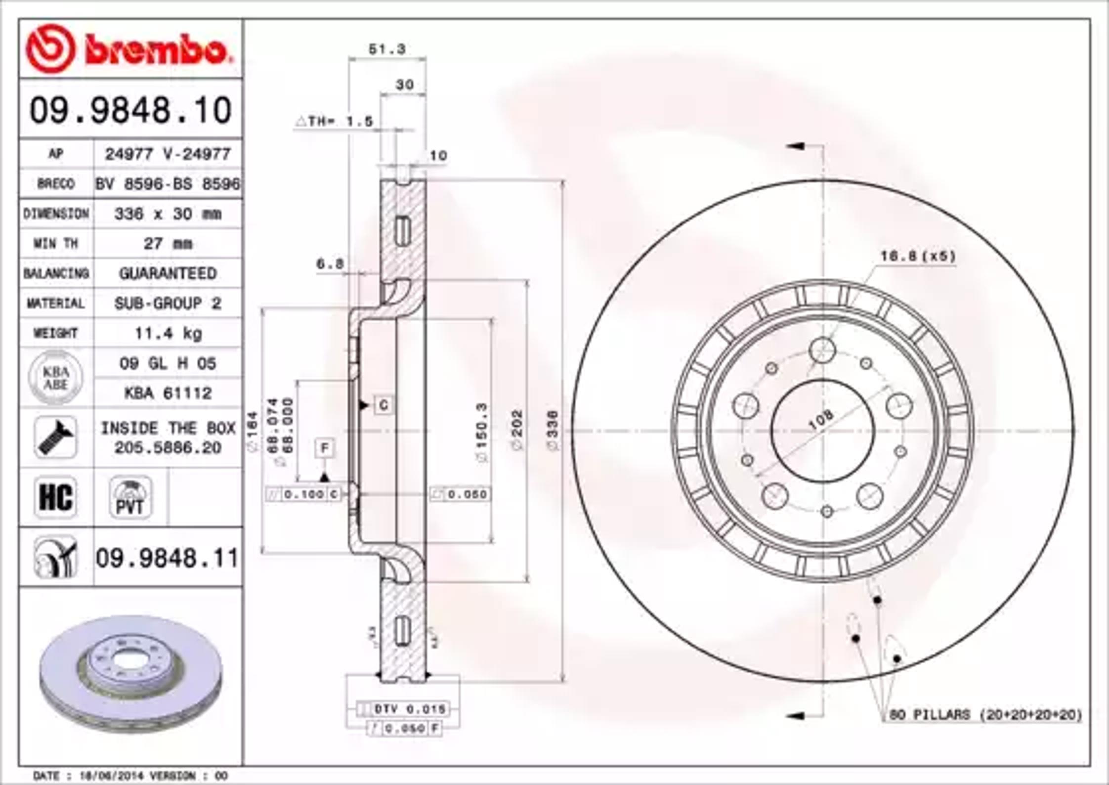 Диск тормозной BREMBO 09.9848.10