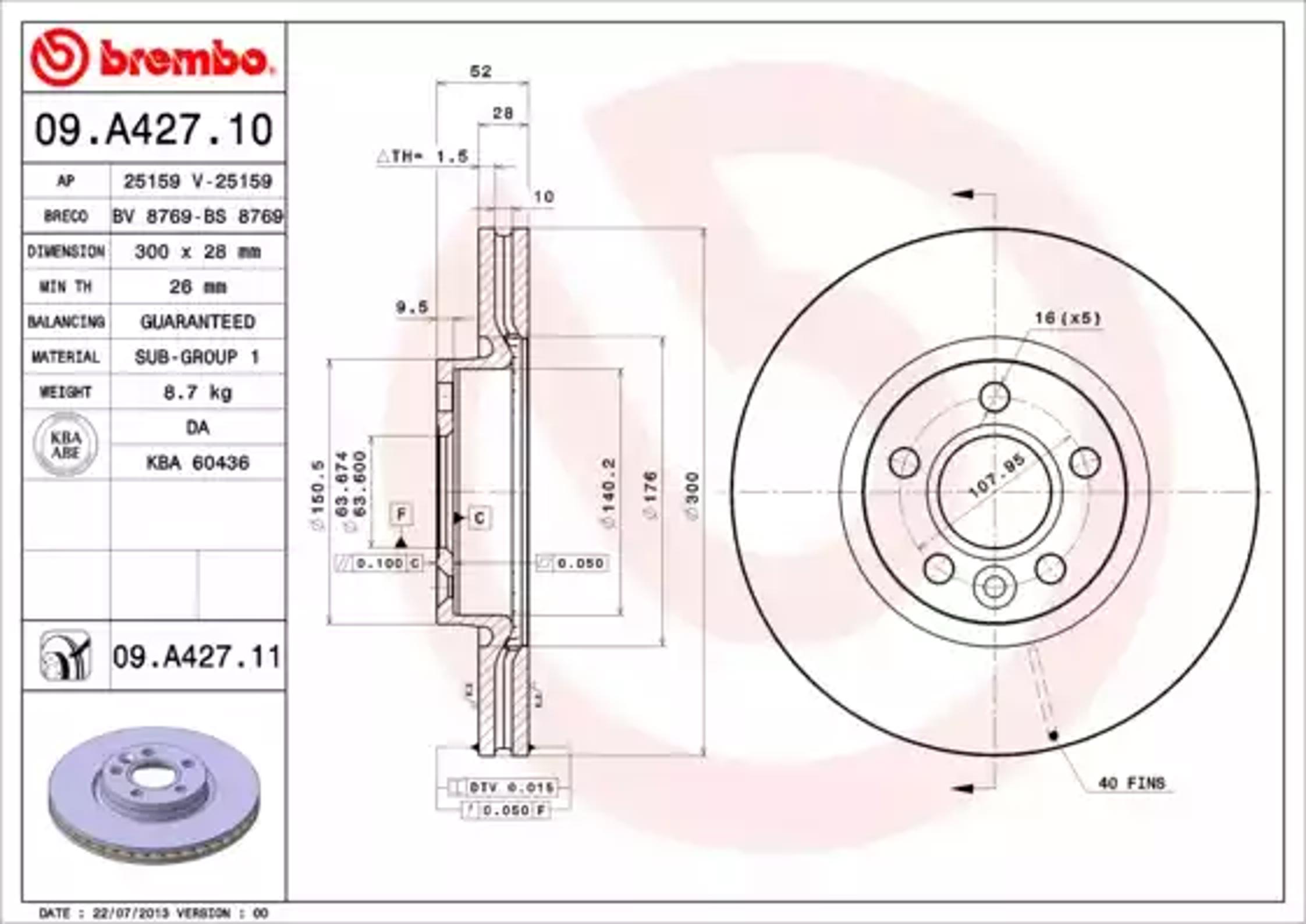 Диск тормозной BREMBO 09.A427.10