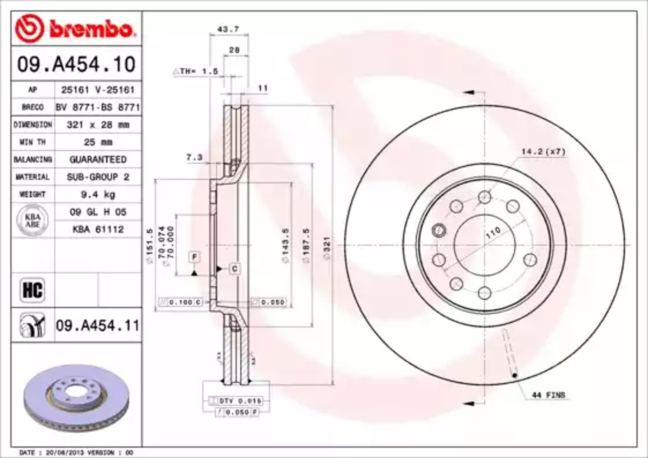 09.A454.10 BREMBO Диск тормозной