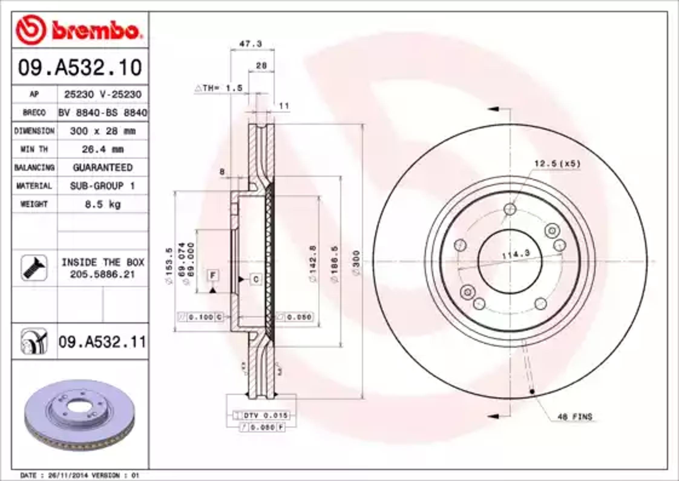 09.A532.10 BREMBO Диск тормозной