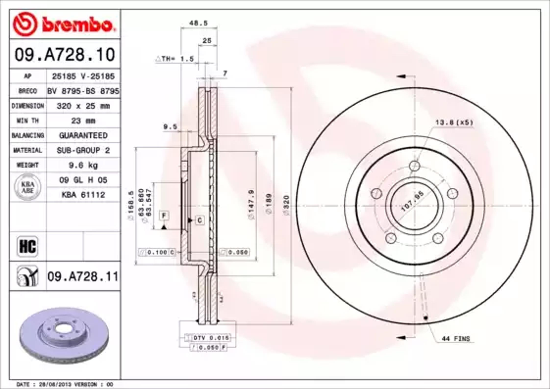 Диск тормозной BREMBO 09.A728.10