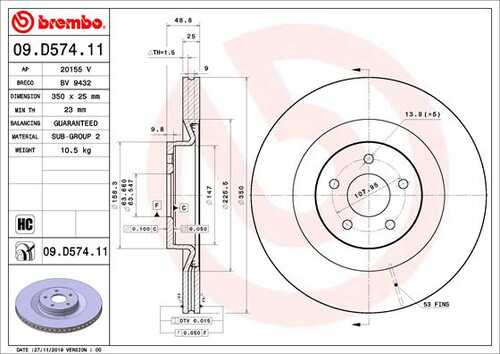Диск тормозной BREMBO 09.D574.11