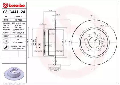 08.3441.24 BREMBO Диск тормозной