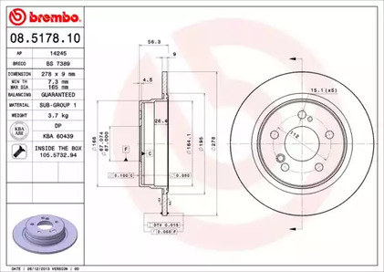 Диск тормозной BREMBO 08.5178.10