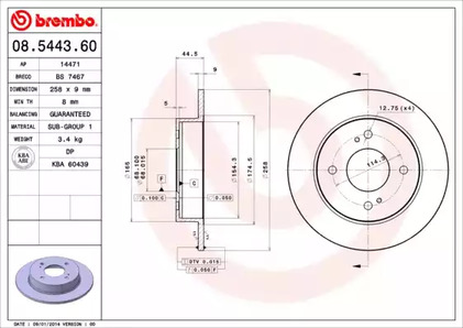 Диск тормозной BREMBO 08.5443.60