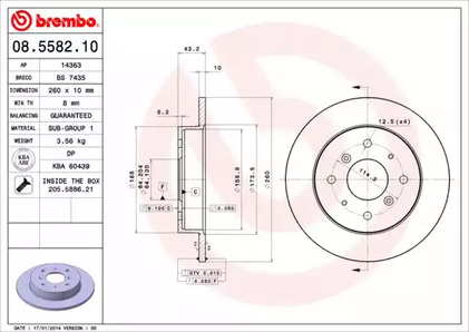 Диск тормозной BREMBO 08.5582.10