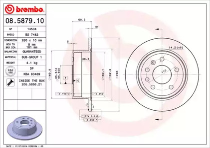 Диск тормозной BREMBO 08.5879.10