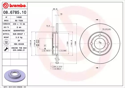 Диск тормозной BREMBO 08.6785.10