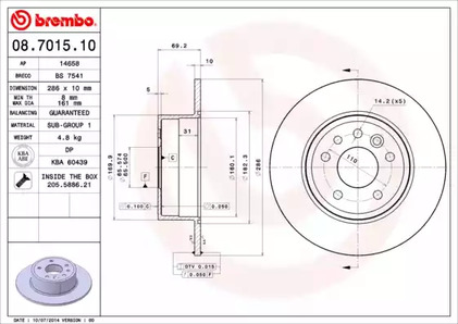 08.7015.10 BREMBO Диск тормозной