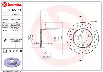 08.7165.1X BREMBO Тормозной диск