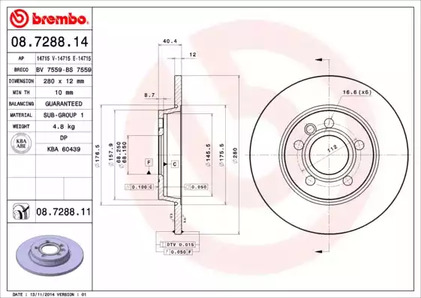 08.7288.11 BREMBO Диск тормозной