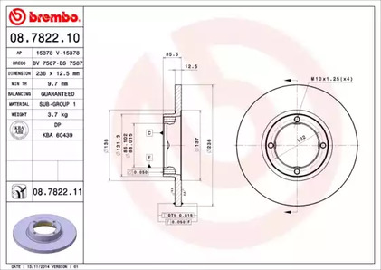 08.7822.10 BREMBO Диск тормозной