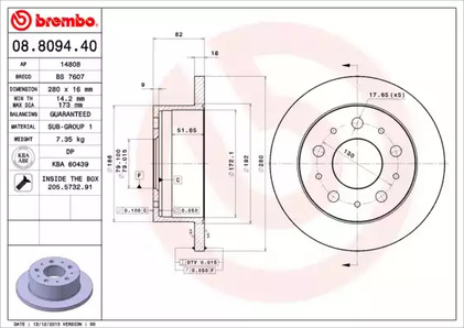 08.8094.40 BREMBO Диск тормозной