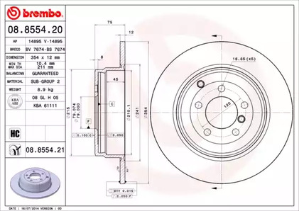 Диск тормозной BREMBO 08.8554.21