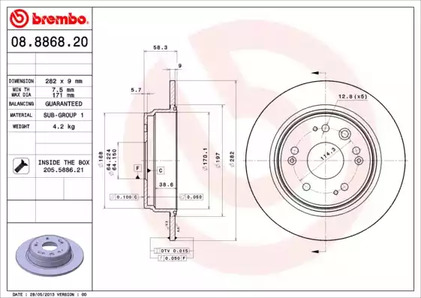 Диск тормозной BREMBO 08.8868.20