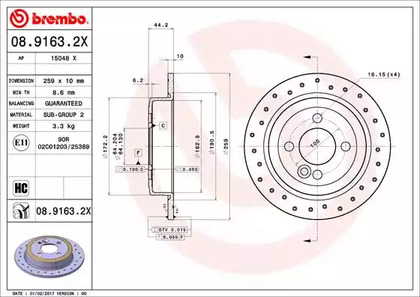 08.9163.2X BREMBO Тормозной диск