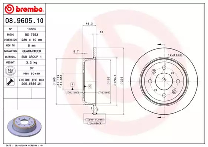 08.9605.10 BREMBO Диск тормозной