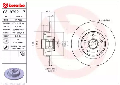 08.9792.17 BREMBO Тормозной диск