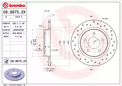 Тормозной диск BREMBO 08.9975.2X