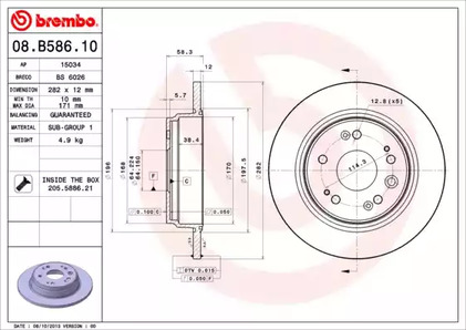 Диск тормозной BREMBO 08.B586.10