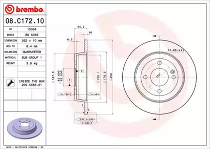 08.C172.10 BREMBO Тормозной диск