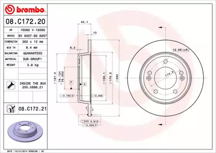 08.C172.20 BREMBO Тормозной диск