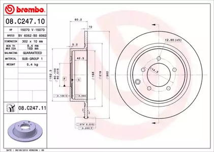 08.C247.11 BREMBO Тормозной диск