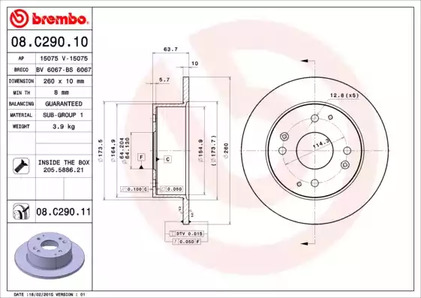 Тормозной диск BREMBO 08.C290.11