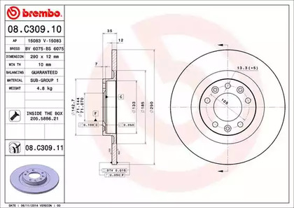 Тормозной диск BREMBO 08.C309.11