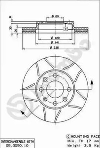 Диск тормозной BREMBO 09.3090.75