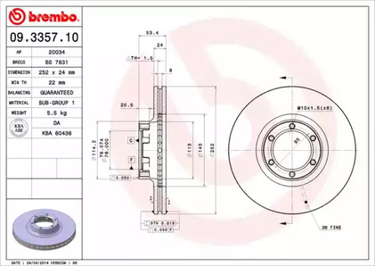 Тормозной диск BREMBO 09.3357.10