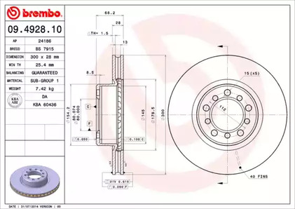 Диск тормозной BREMBO 09.4928.10