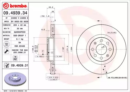 09.4939.31 BREMBO Тормозной диск