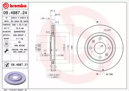 09.4987.21 BREMBO Тормозной диск