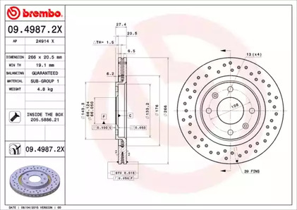 09.4987.2X BREMBO Тормозной диск