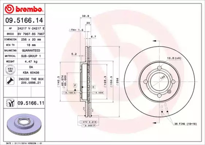 09.5166.14 BREMBO Тормозной диск