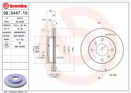 09.5447.10 BREMBO Тормозные диски