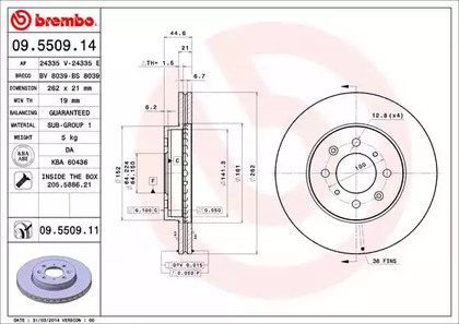 09.5509.14 BREMBO Тормозной диск