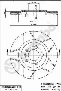 Диск тормозной BREMBO 09.5570.75