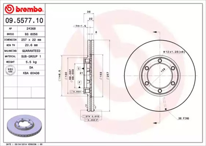 Диск тормозной BREMBO 09.5577.10