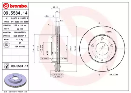 09.5584.11 BREMBO Диск тормозной