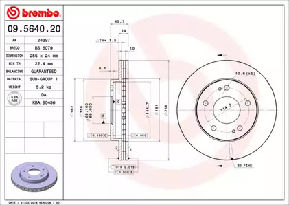 09.5640.20 BREMBO тормозные диски