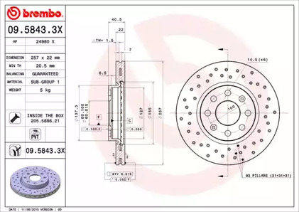 09.5843.3X BREMBO Тормозной диск