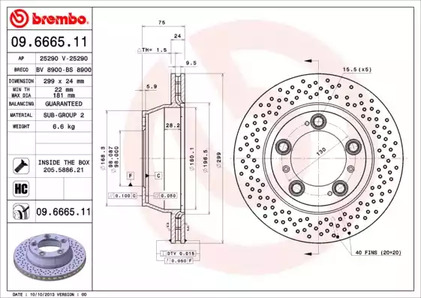 Тормозной диск BREMBO 09.6665.11