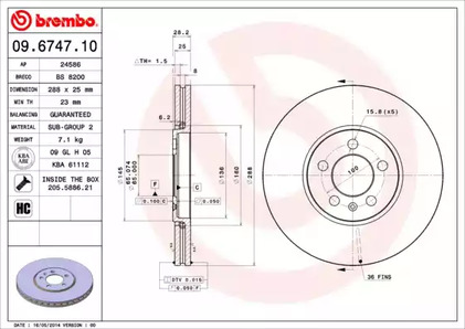 Тормозной диск BREMBO 09.6747.10