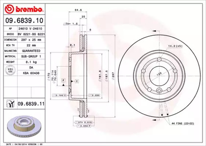 09.6839.11 BREMBO Диск тормозной