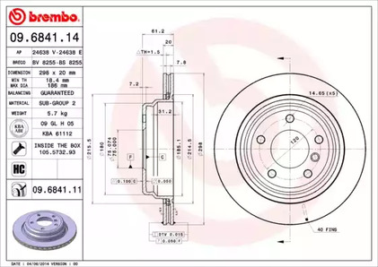 Тормозной диск BREMBO 09.6841.11