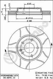 Диск тормозной BREMBO 09.6845.75