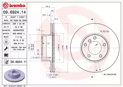 Тормозной диск BREMBO 09.6924.11